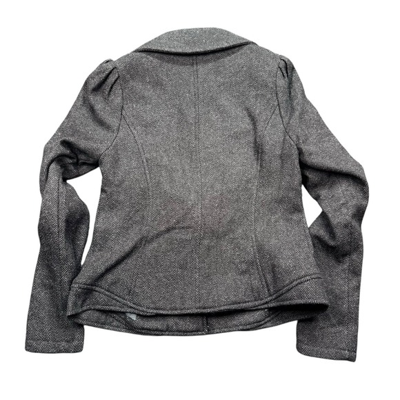 Free People Womens Blazer Size 2 Herringbone Tweed Wool Blend Grey Jacket Casual - Picture 2 of 7